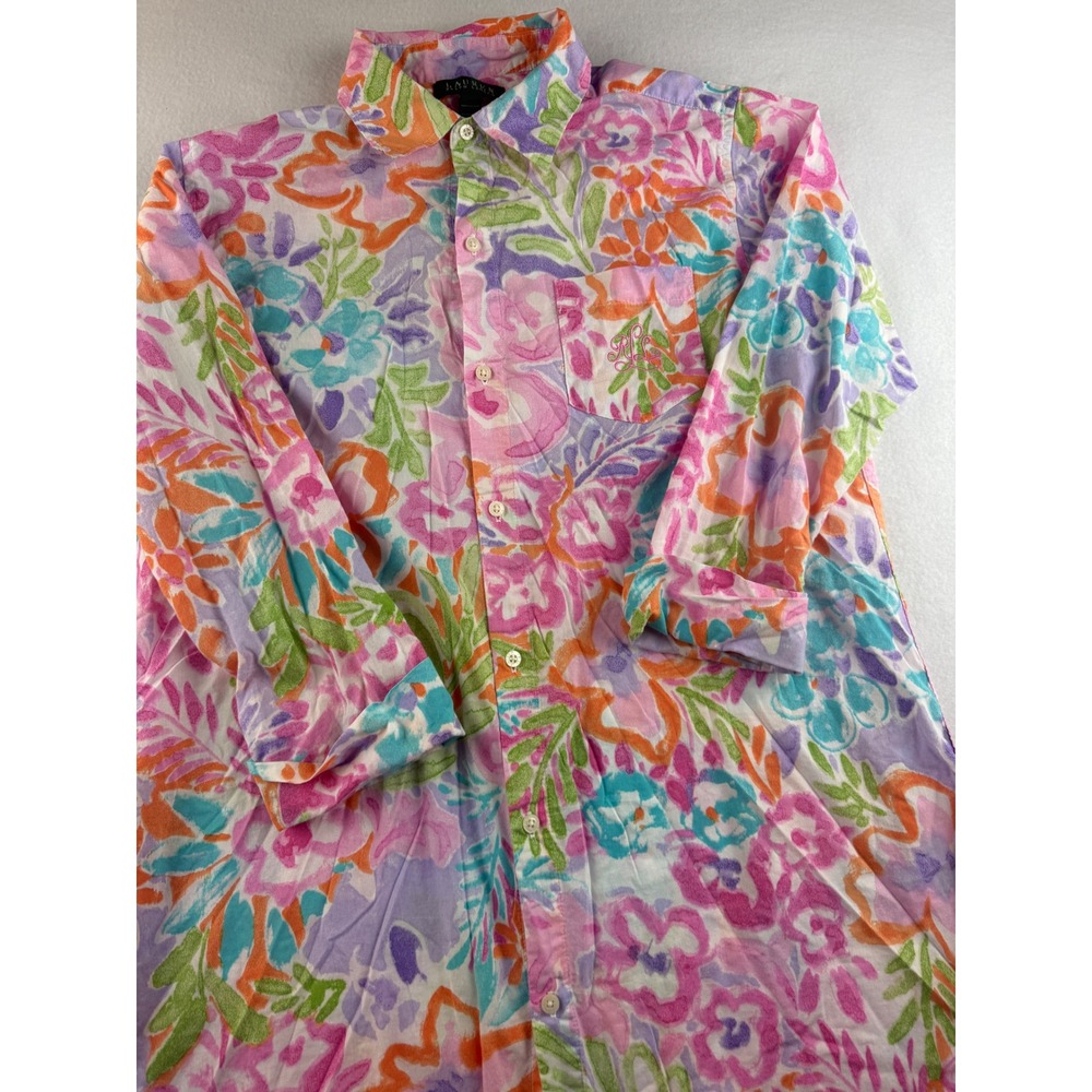 Lauren Ralph Lauren Floral Button‎ Down Shirt Womens Size S Colorful Cotton - Picture 3 of 10